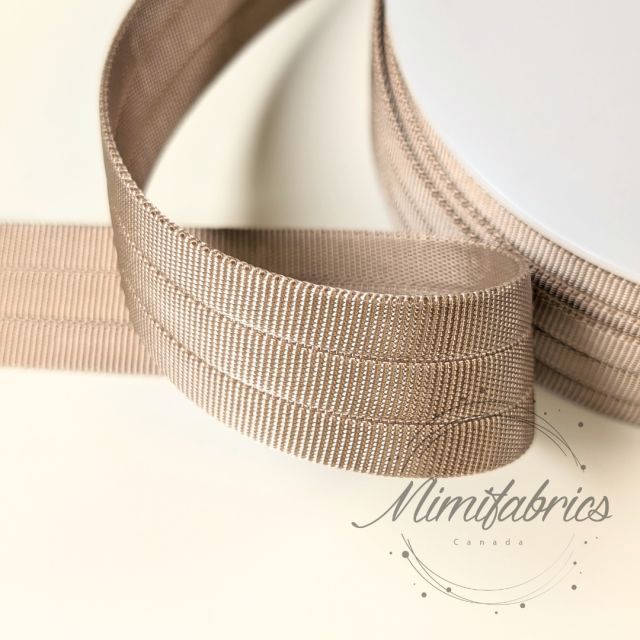 Quilted Webbing - 30 mm Strapping - Taupe Col.40
