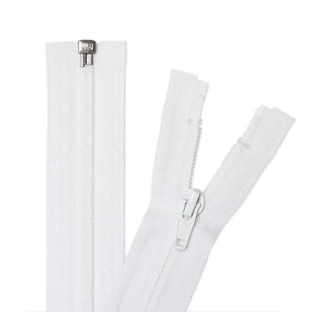 65cm (26in) White - One-Way Separating Zipper #5 Reverse Nylon Coil  - YKK