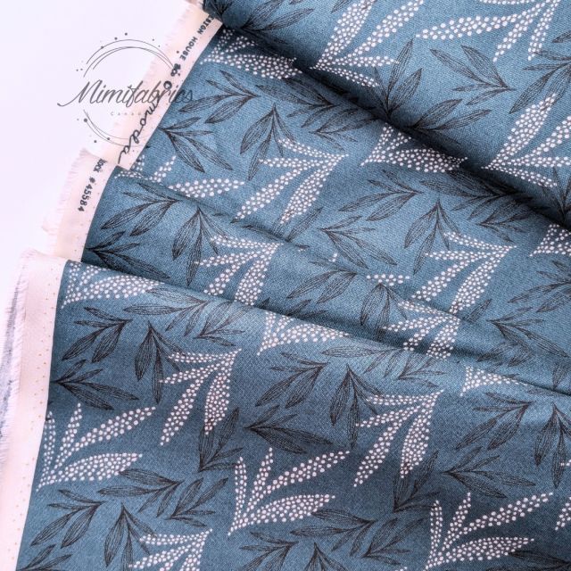 Woodland and Wildflowers by Fancy That Design Studio for Moda Fabric - Leaf Lore on Teal - 100% Cotton (Per 1/2m)