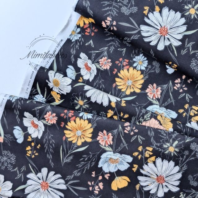 Woodland and Wildflowers by Fancy That Design Studio for Moda Fabric - Wildflowers on Charcoal - 100% Cotton (Per 1/2m)