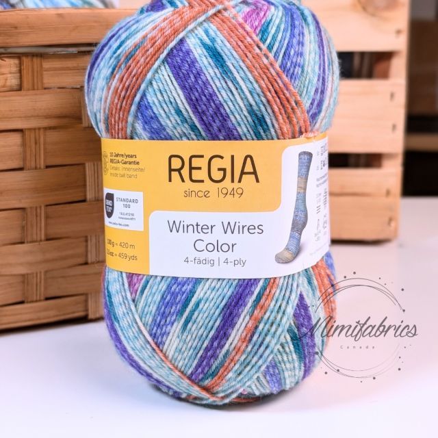 REGIA - "WINTER WIRES" Self Patterning Sock Yarn AZALEA Col. 3096 - 100g