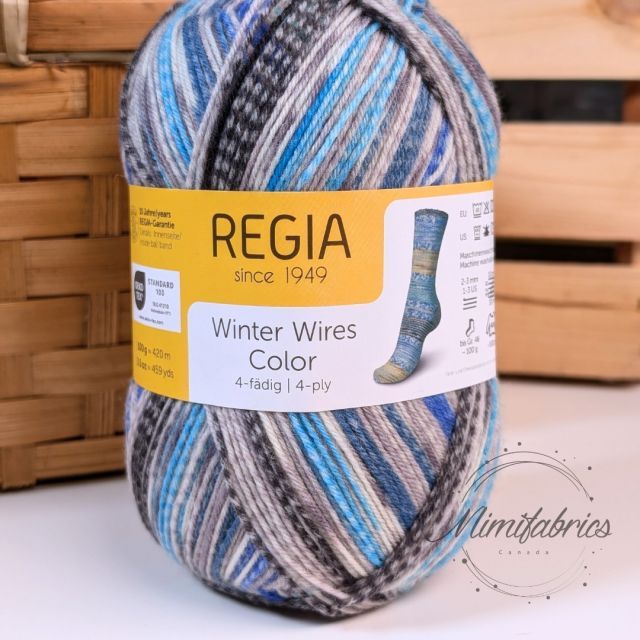 REGIA - "WINTER WIRES" Self Patterning Sock Yarn AZUR Col. 3094 - 100g