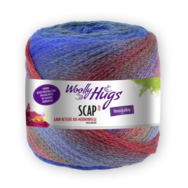 SCAP by Woolly Hugs - Made with Mulesing Free Merino Wool - Col. Blue/Red/Green 385 - 220g