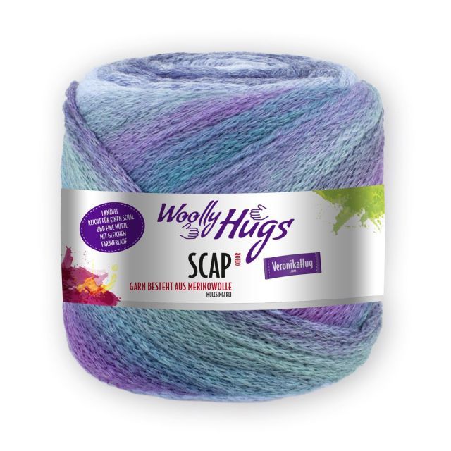 SCAP by Woolly Hugs - Made with Mulesing Free Merino Wool - Col. Light Blue/ Purple/Green 386 - 220g
