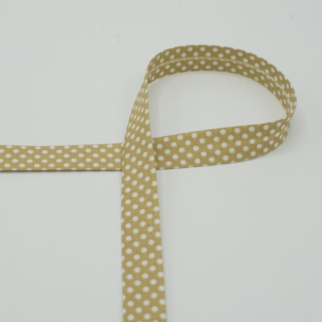 Poly/Cotton Bias Tape 18mm "Polka Dots" - Sand Col. 001