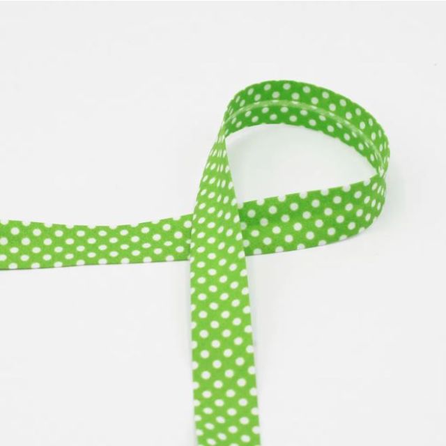 Poly/Cotton Bias Tape 18mm "Polka Dots" - Lime Green Col. 005