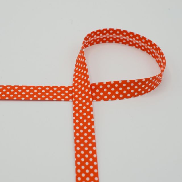 Poly/Cotton Bias Tape 18mm "Polka Dots" - Tangerine Orange Col. 008