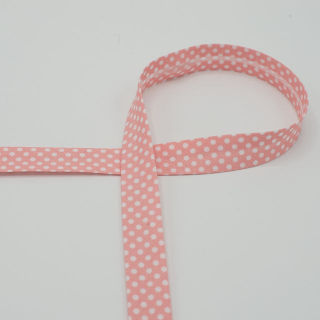 Poly/Cotton Bias Tape 18mm "Polka Dots" - Light Pink Col. 012