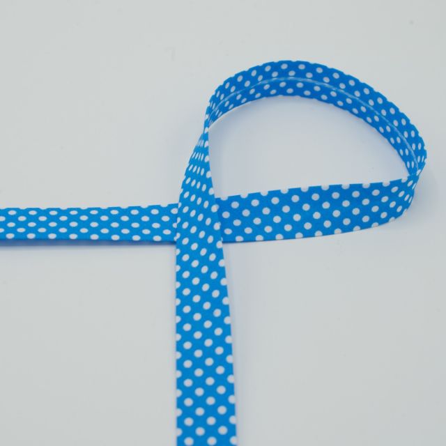 Poly/Cotton Bias Tape 18mm "Polka Dots" - Aqua Blue Col. 019