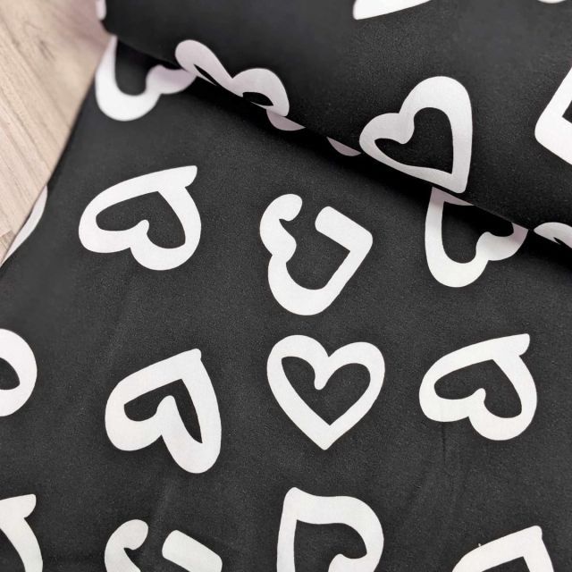 XL Hearts White on Black - Brushed Sweat