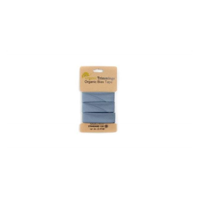 Organic  Cotton Poplin Bias Tape - Dusty Blue - 10mm x 5m