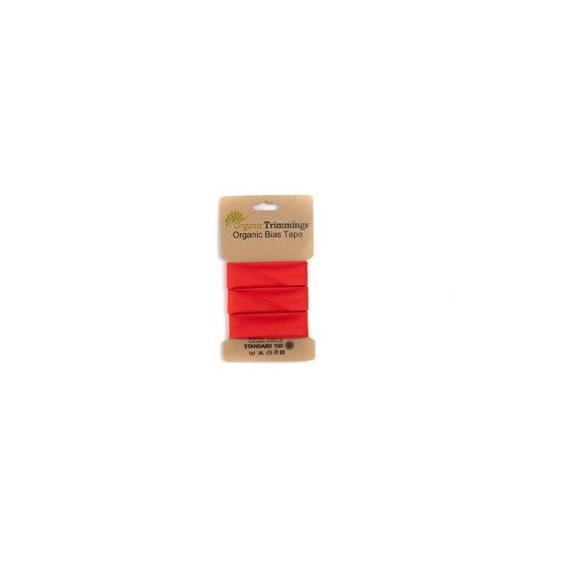 Organic  Cotton Poplin Bias Tape - Red - 10mm x 5m
