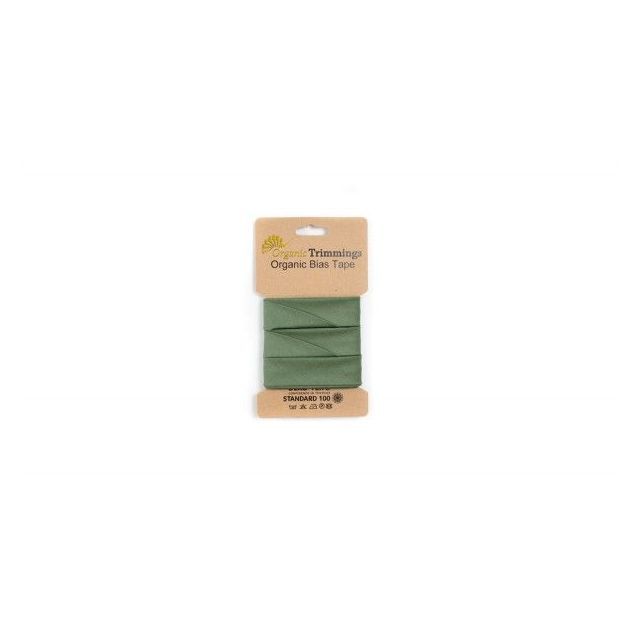Organic  Cotton Poplin Bias Tape - Army Green - 10mm x 5m