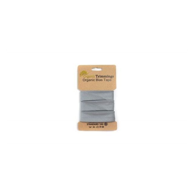 Organic  Cotton Poplin Bias Tape - Grey - 10mm x 5m