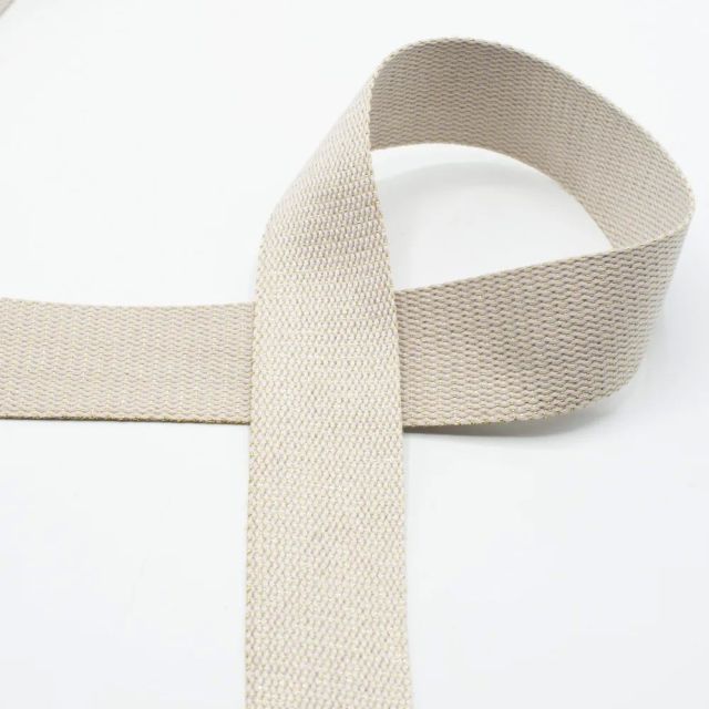 Webbing with Gold Lurex Glitter  - 40mm Strapping - Sand (Cotton/Poly Blend) col.520
