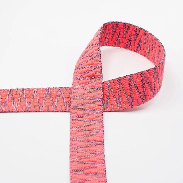 Zigzag Multi Color Webbing   - 40mm Strapping - Neon Pink / Purple col.101