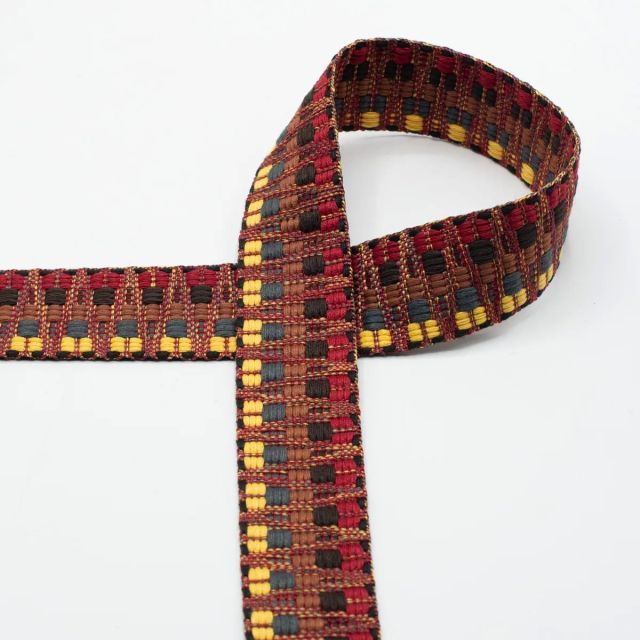 Zigzag Multi Color Webbing   - 40mm Strapping - Brown