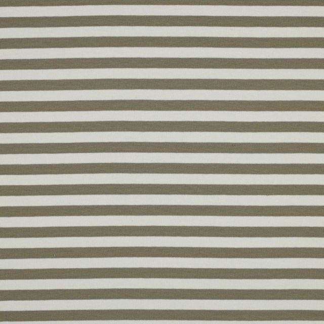 French Terry - Yarn Dyed Stripe - Olive /  Off White