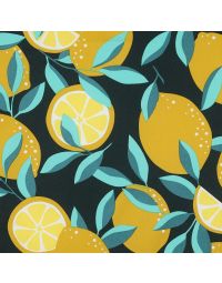 Coated Cotton - Lemons and Oranges in Yellow and Mint - Picnic Collection