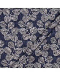 Coated Cotton - Leaves on Navy
