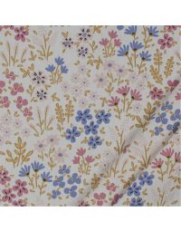 Coated Cotton - Small Flowers on White