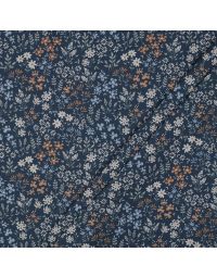 Coated Cotton - Small Flowers on Blue