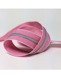 Mimitrim Zipper Nylon Coil Size #5 Pink/White Striped Tape with Silver Coil -  3 Meter Pack