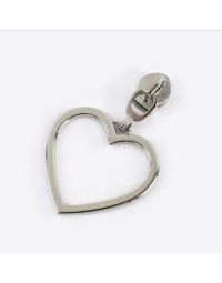 Zipper Pull #5 - Large Heart approx. 30mm - Silver (Set of 5)