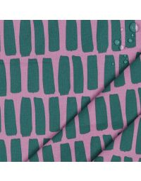 Coated Cotton - Vertical Dashes in Purple and Green