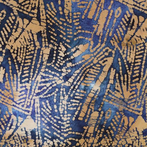Cotton Poplin - Batik Print in Blue and Taupe