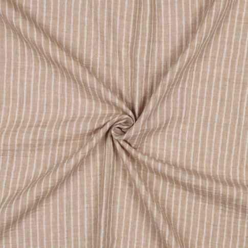 Double Gauze - Vertical Yarn Dyed Stripes Caramel/White