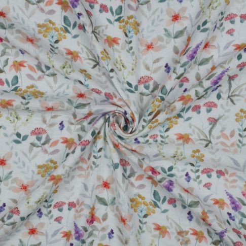 BOLT END - 165 CM - Double Gauze with Wildflower Print 100% Cotton