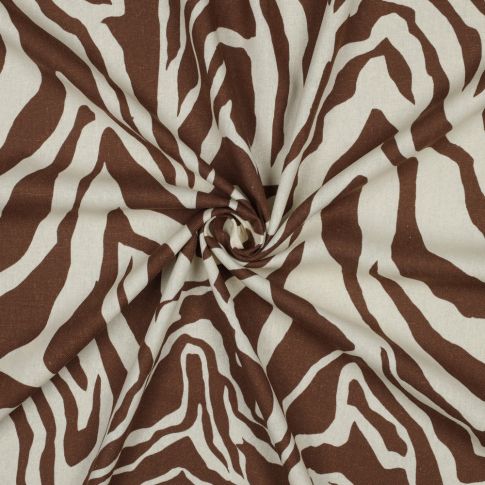 Linen/Viscose Blend Fabric - Animal Print Brown/Natural
