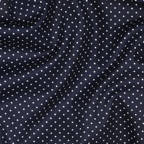 Cotton Poplin Fabric - Mini Polka Dots White on Navy Blue (Col. 02)