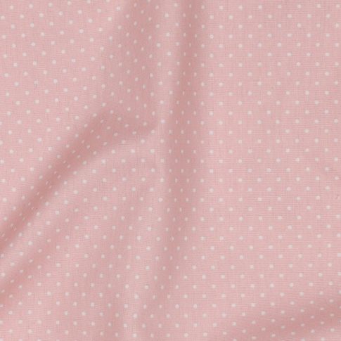 Cotton Poplin Fabric - Mini Polka Dots White on Rose Pink (Col. 12)