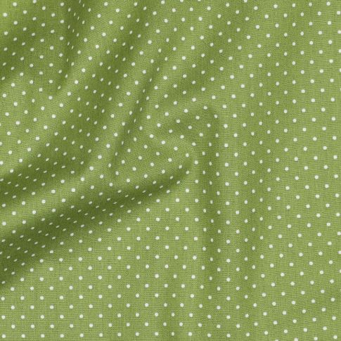 Cotton Poplin Fabric - Mini Polka Dots White on Hay Green (Col. 17)