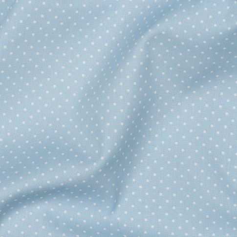 Cotton Poplin Fabric - Mini Polka Dots White on Light Blue (Col. 20)