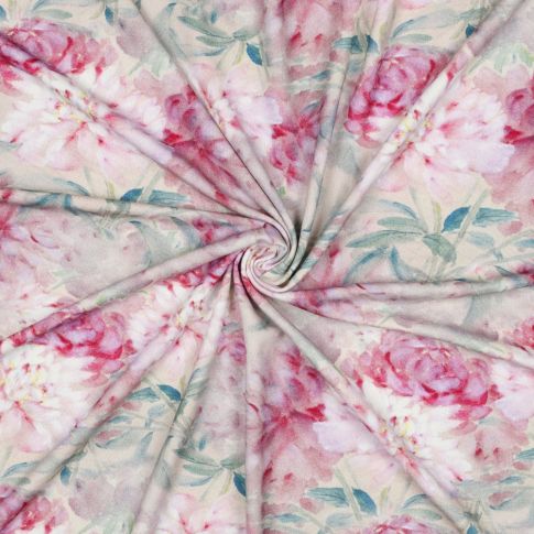 Viscose Jersey - Romantic Blossoms in Light Pink