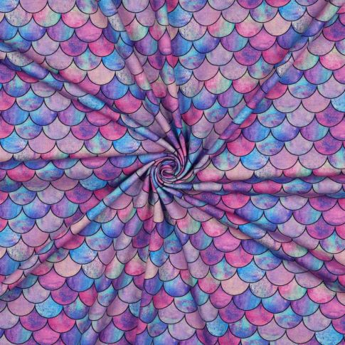 Cotton Jersey Fabric - Mermaid Scales