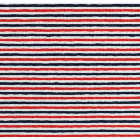 BOLT END - 150 CM - Jersey Knit - Yarn Dyed Stripes 2mm  - Blue, White, Red
