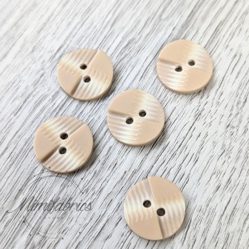 15 mm Resin Button - Carved 2 Tone Beige - 2 Holes - 1pcs
