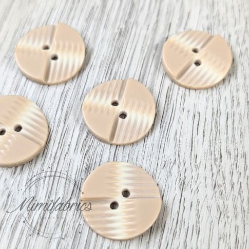 20 mm Resin Button - Carved 2 Tone Beige - 2 Holes - 1pcs