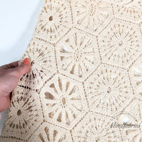 Cotton Crochet Heaxgon Fabric - Natural