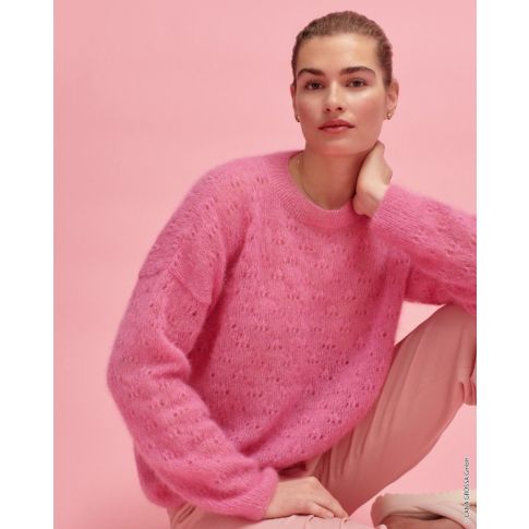 Size 42/44 - Fluffy Ajour Sweater - Silkhair  - Pattern + Yarn Bundle