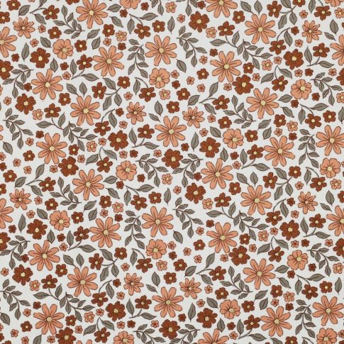BOLT END - 195 CM - Glitter Flowers - Babycord - White 