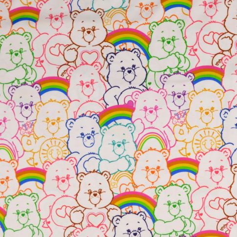 BOLT END - 200 CM - Jersey - Care Bears in Rainbow Outlines  - Licensed