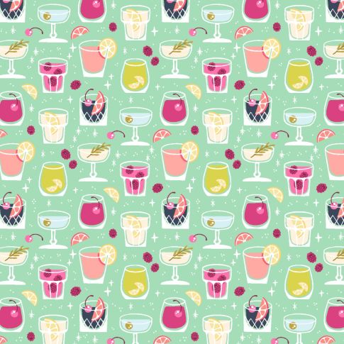 100% Cotton - Cocktail Hour Best Day Ever - Colors & Cravings by Rebecca Smith