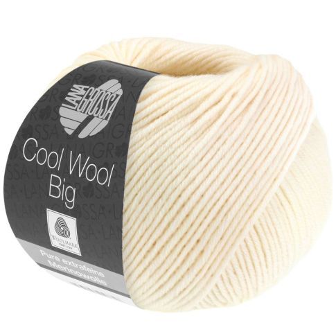 Cool Wool Big - Classic Merino Yarn - Creme Col. 1008 - 50g Skein by Lana Grossa