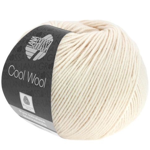Cool Wool Superfine - Classic Merino Yarn - Soft White Col. 2096- 50g Skein by Lana Grossa