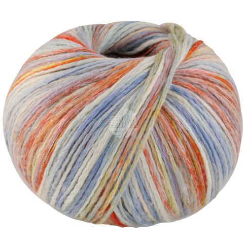 COTONELLA "Multi" - Pima cotton yarn - White/Blue/Orange/Green Col. 104 - 100g Skein by Lana Grossa